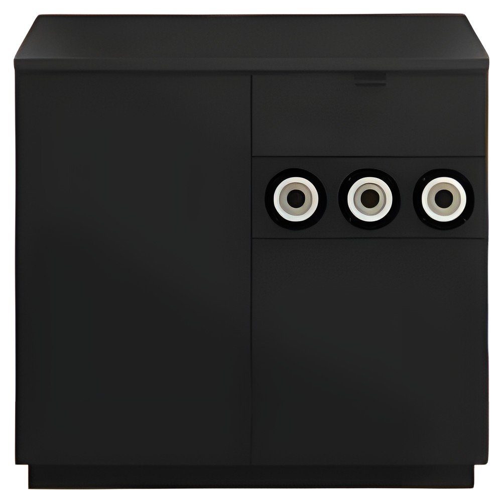 Onderzetmeubel zwart 3 bekerhouders en lade 90cm
