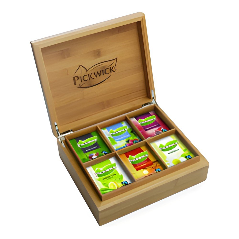 Pickwick professional theekist bamboe 6 vaks gevuld