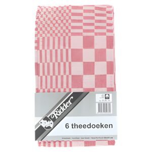 Theedoek blok rood 60x65cm