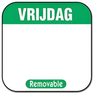 Depa label dag vrijdag afneembaar 25x25mm